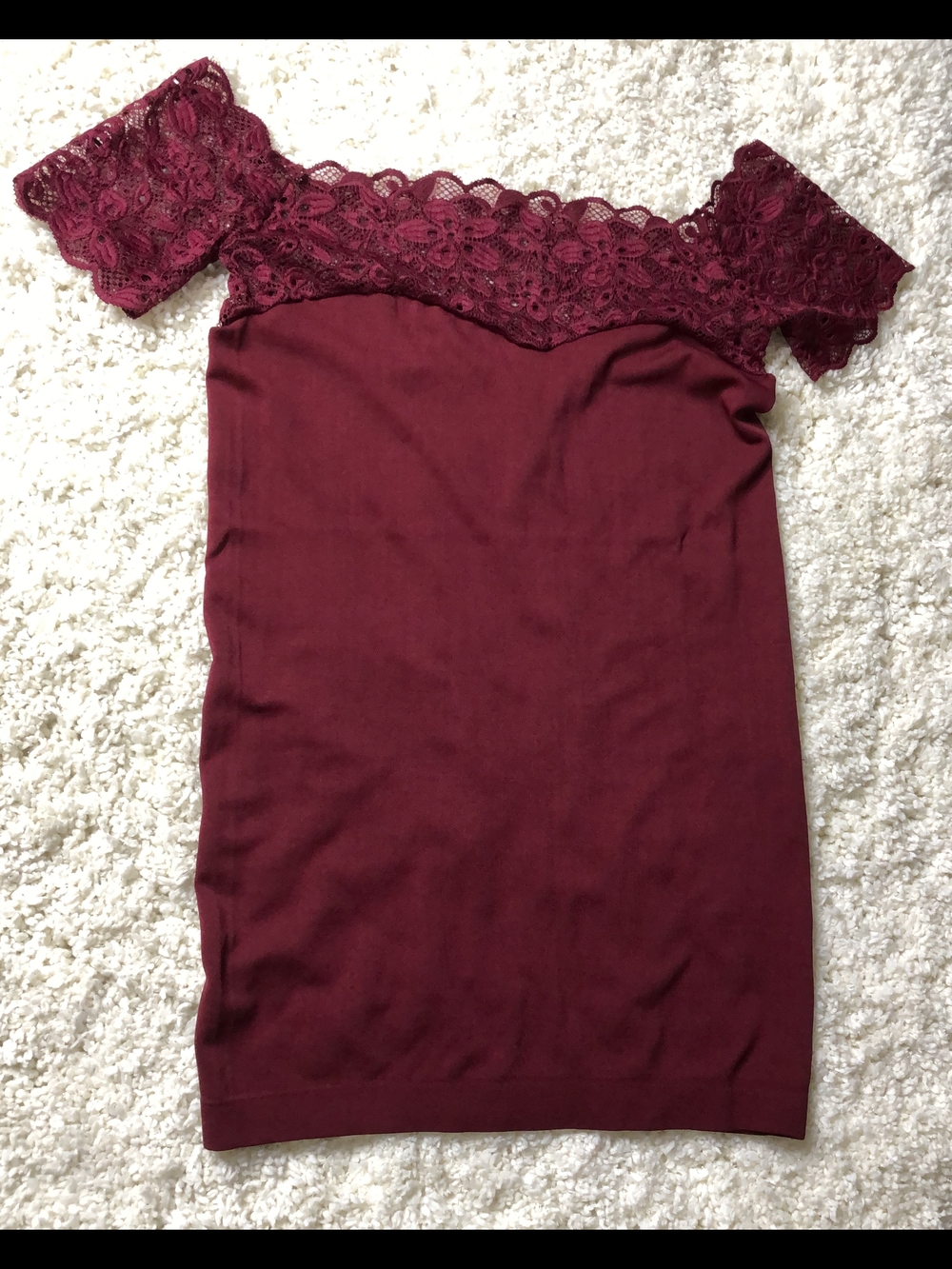 Women’s Lace-Trim Sleep Slip in Deep Wine